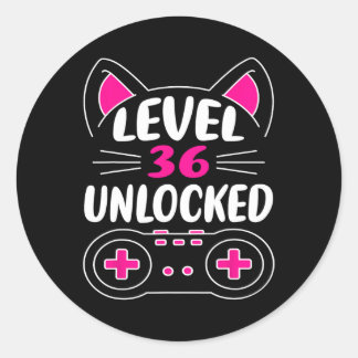 Sticker Rond Anniversaire Fille Amoureux des chats Vidéo Niveau