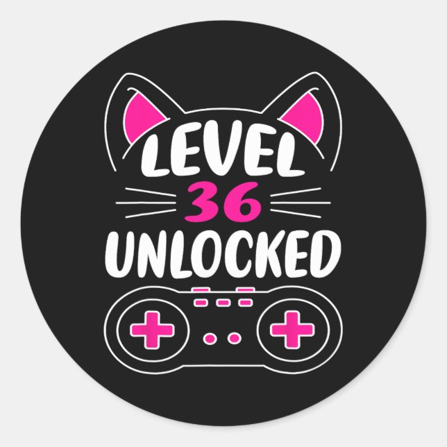 Sticker Rond Anniversaire Fille Amoureux des chats Vidéo Niveau (Devant)