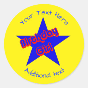 Sticker Rond Anniversaire fille mignonne personnalisée