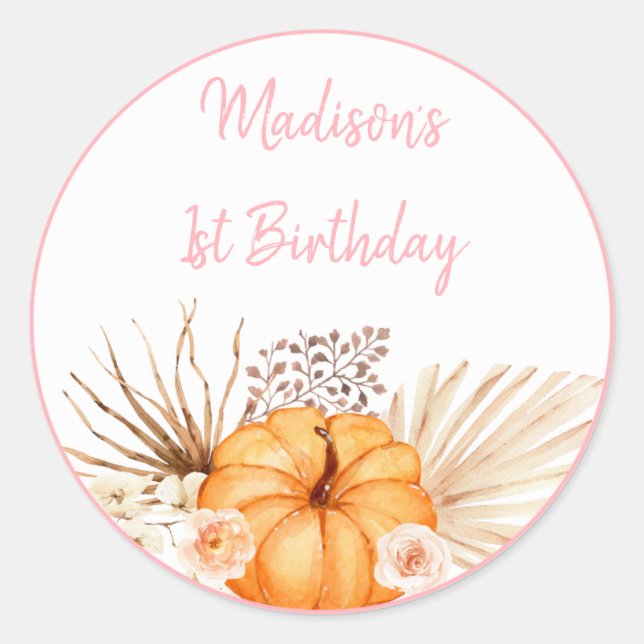 Sticker Rond Anniversaire floral de Little Citrouille Boho (Devant)