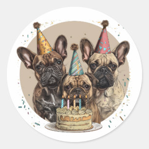 Sticker Rond Anniversaire Français Bulldogs Casquettes