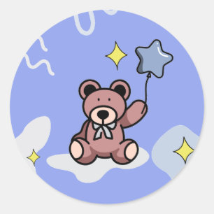 Sticker Rond Anniversaire Garçon Teddy Ours