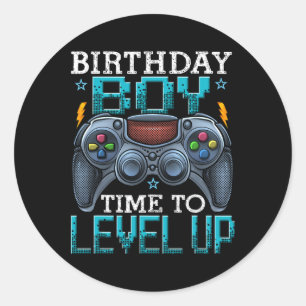 Sticker Rond Anniversaire Garçon Temps De Niveau Up Video Jeu A