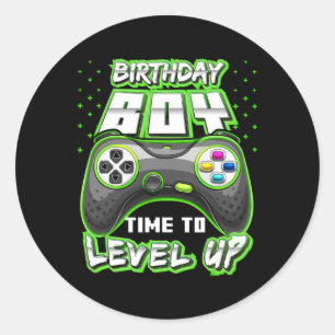 Sticker Rond Anniversaire Garçon Temps De Niveau Up Video Jeu A