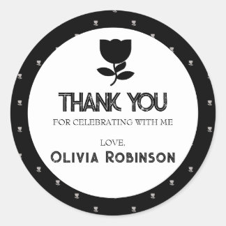 Sticker Rond Anniversaire gothique noir et blanc