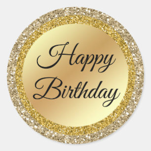 Sticker Rond anniversaire heureux, arrière - plan de luxe or, c