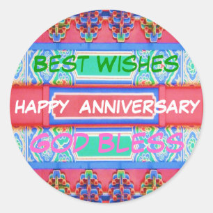 Sticker Rond Anniversaire heureux - motif chanceux chinois de