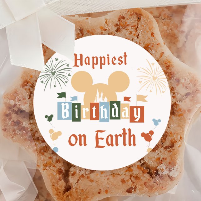 Sticker Rond Anniversaire le plus heureux sur Terre Anniversair (Créateur téléchargé)