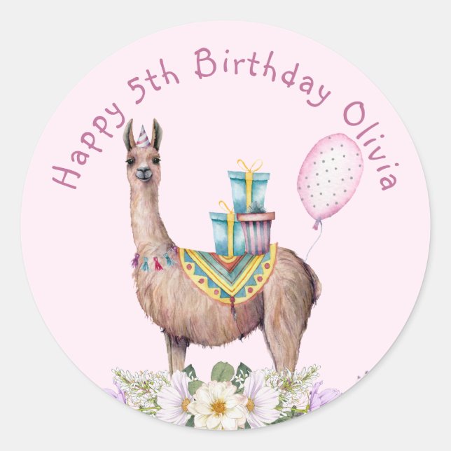 Sticker Rond Anniversaire Llama (Devant)
