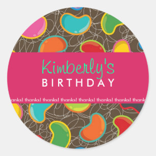 Sticker Rond Anniversaire lunatique de rétro de bonbon mou