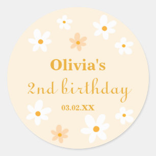 Sticker Rond Anniversaire Marguerite Jaune et Blanche