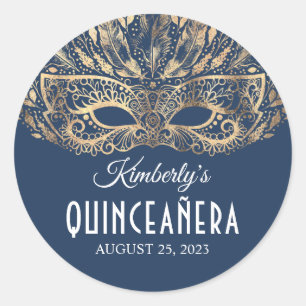 Sticker Rond Anniversaire Masquerade Quinceanera