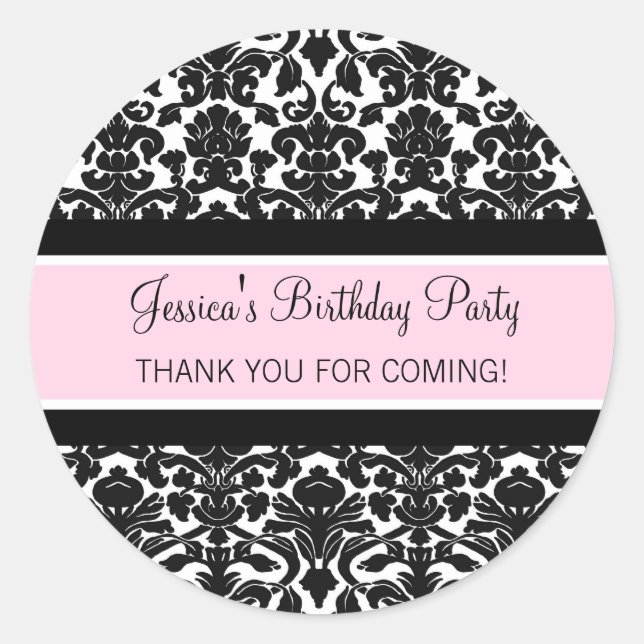 Sticker Rond Anniversaire Merci Personnalisé Nom Favoriser Tags (Devant)