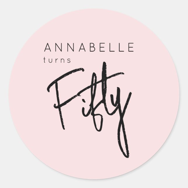 Sticker Rond Anniversaire moderne 50e cinquantième (Devant)