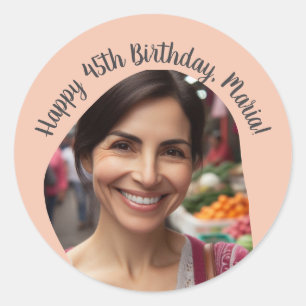 Sticker Rond Anniversaire Modifiable Nom photo Tout âge Personn