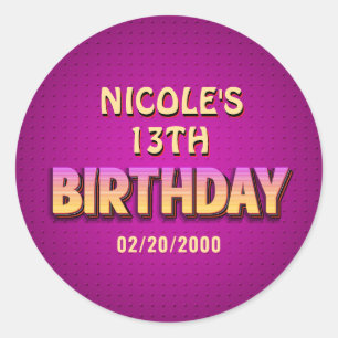 Sticker Rond Anniversaire Neon