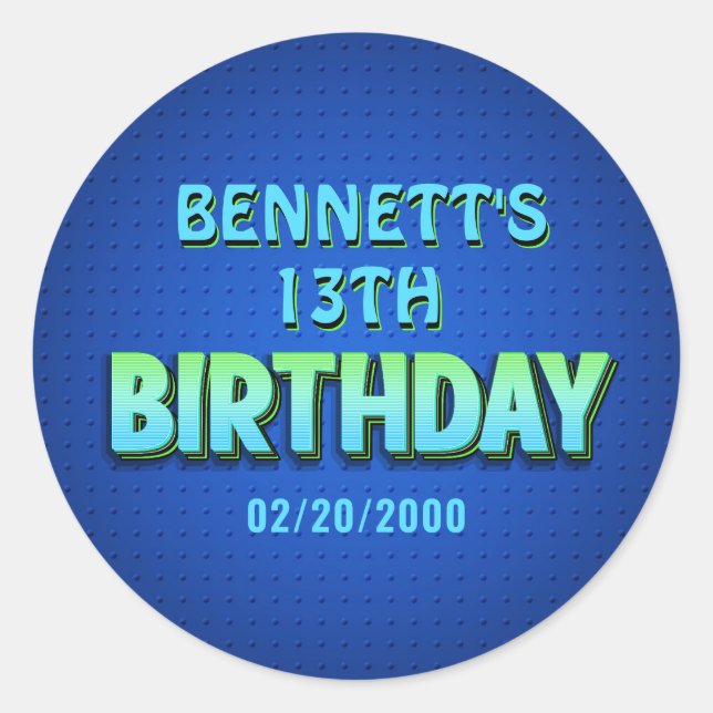 Sticker Rond Anniversaire Neon (Devant)