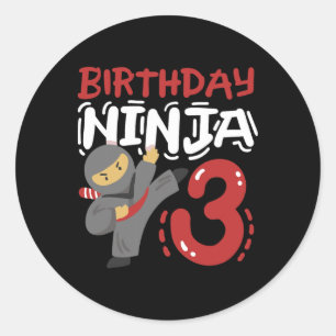 Sticker Rond Anniversaire Ninja 3 Anniversaire Karaté Enfants 3