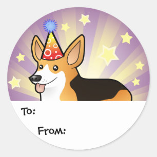 Sticker Rond Anniversaire Pembroke Welsh Corgi Gig