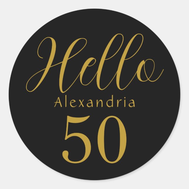 Sticker Rond Anniversaire personnalisé 50e anniversaire Black G (Devant)