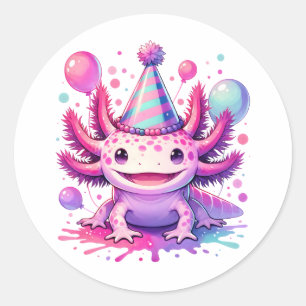 Sticker Rond Anniversaire personnalisé Axolotl