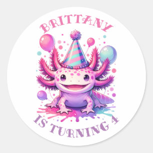 Sticker Rond Anniversaire personnalisé Axolotl