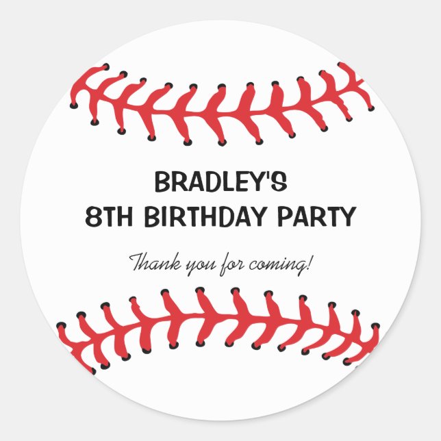 Sticker Rond Anniversaire Personnalisé De Baseball Enfants (Devant)