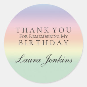 Sticker Rond Anniversaire personnaliséMerci Rainbow Watercolor