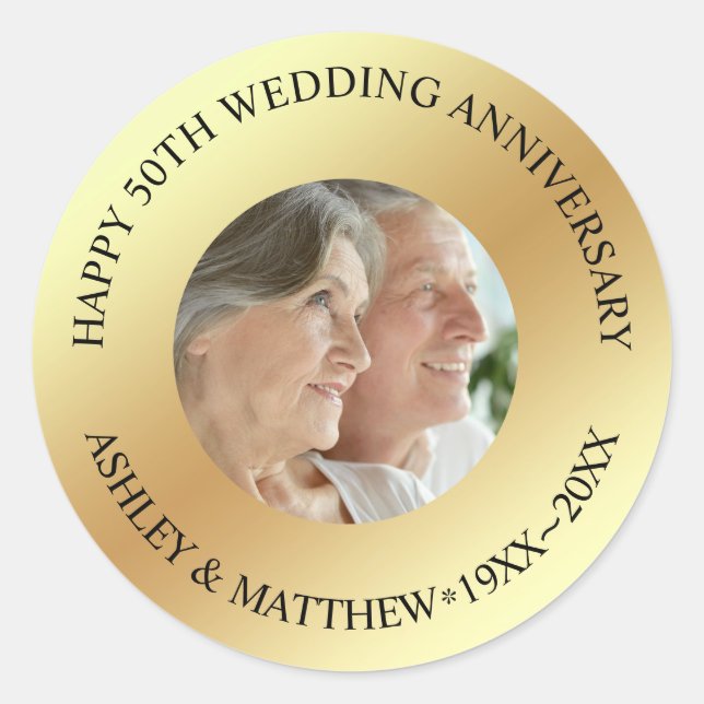 Sticker Rond Anniversaire photo personnalisé (Devant)