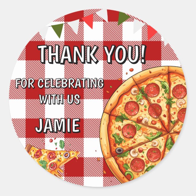 Sticker Rond Anniversaire Pizza Premier Anniversaire (Devant)