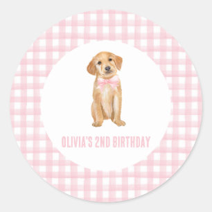 Sticker Rond Anniversaire rose chiot