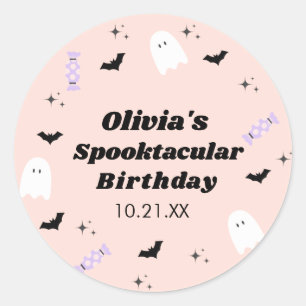 Sticker Rond Anniversaire rose Halloween Spooktacular