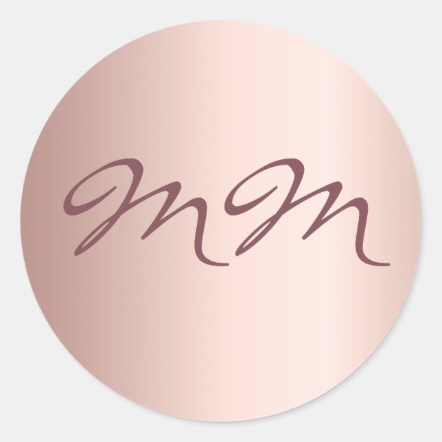 Sticker Rond Anniversaire rose or blush monogramme initiales (Devant)