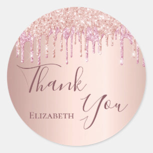 Sticker Rond Anniversaire rose or blush parties scintillant Mer