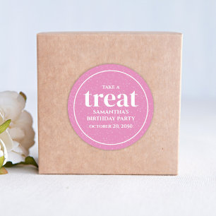 Sticker Rond Anniversaire rose Simple Minimaliste Moderne Treat