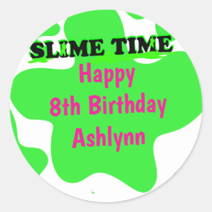 Sticker Rond Anniversaire rose vert mince