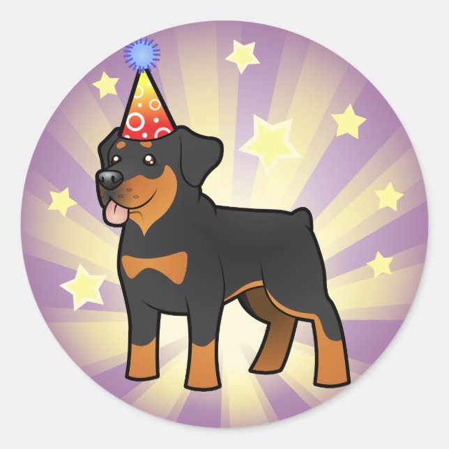 Sticker Rond Anniversaire Rottweiler (Devant)