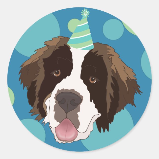 Sticker Rond Anniversaire Saint Bernard (Devant)