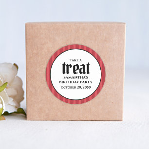 Sticker Rond Anniversaire Simple Minimaliste Moderne Rouge Trea