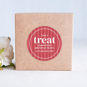 Sticker Rond Anniversaire Simple Minimaliste Moderne Rouge Trea