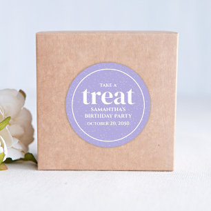 Sticker Rond Anniversaire Simple Minimaliste Moderne Treat Purp