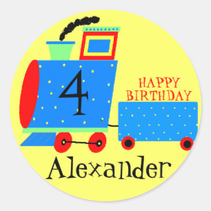 Sticker Rond Anniversaire Soirée Mignonne Train Avec Enfants Âg