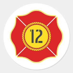 Sticker Rond Anniversaire sur le thème des pompiers