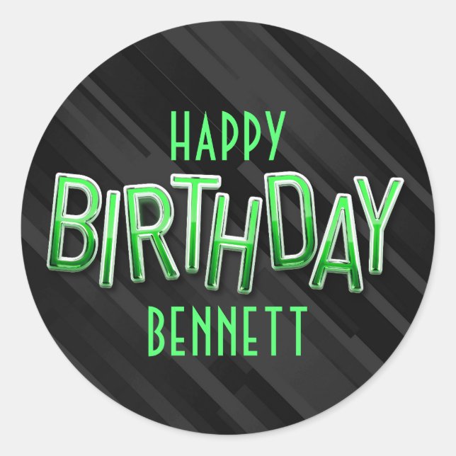 Sticker Rond Anniversaire vert adulte moderne (Devant)