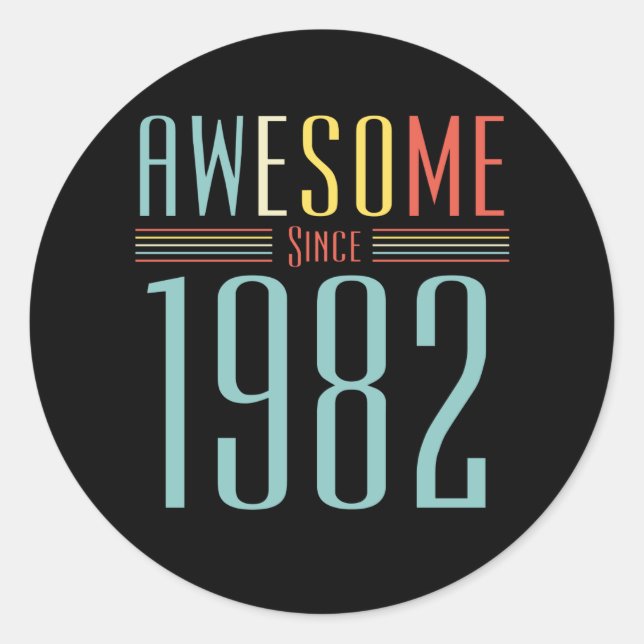 Sticker Rond Anniversaire Vintage 1982 (Devant)