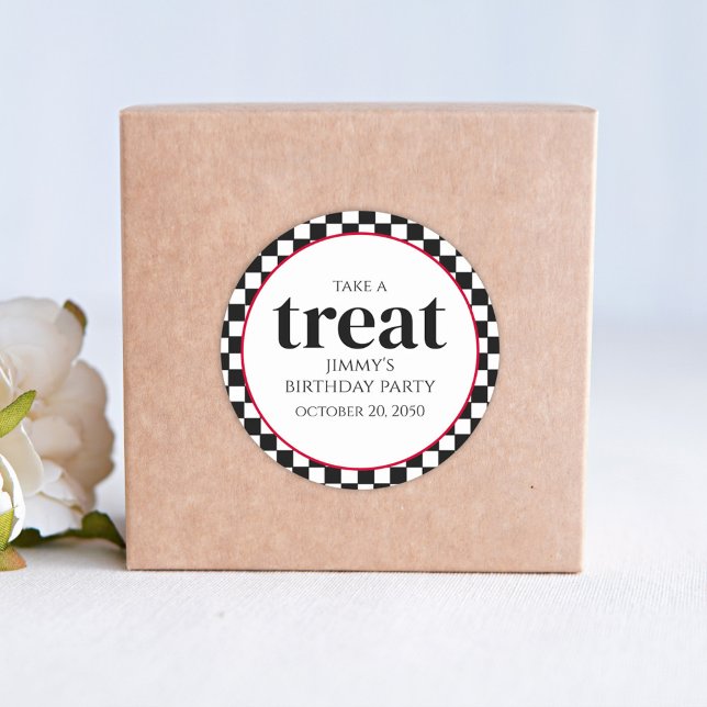 Sticker Rond Anniversaire Whimsical mignon noir Checkpoint Trea (Créateur téléchargé)