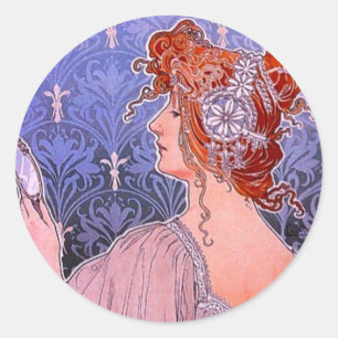 Sticker Rond Annonce Art nouveau