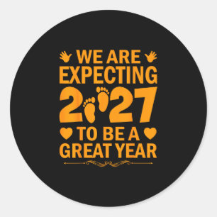 Sticker Rond Annonce de bébé 2027 drôle de famille