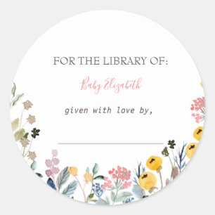 Sticker Rond Annonce de grossesse du Fleur sauvage d'aquarelle 