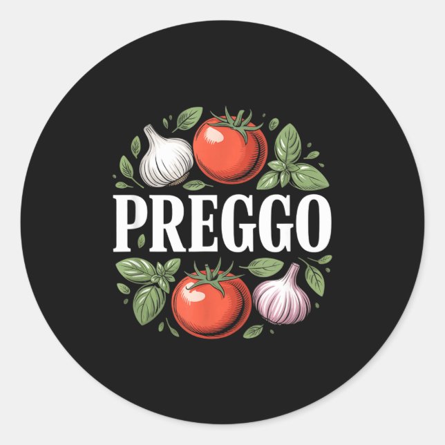 Sticker Rond Annonce de grossesse Sauce de pâtes Prego Drôle Pr (Devant)
